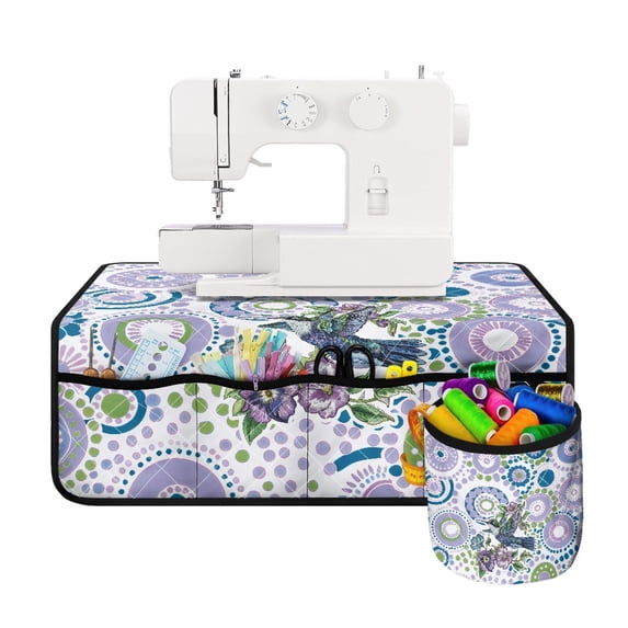 HELLHERO Hummingbird Flowers Design Removable Storage Bag Sewing Machine Mat Washable Beautiful & Practical Fusion Anti-Dust for Woman Gifts, Mother's Day