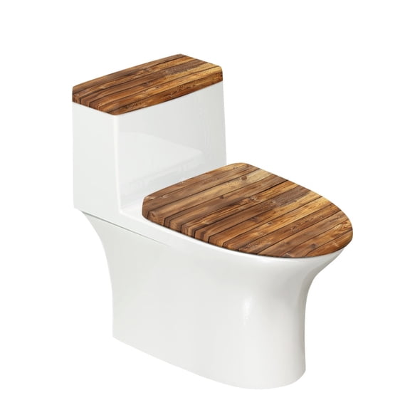FORUDESIGNS Wood Print Toilet Lid Cover and Toilet Tank Lid Cover, 2 Pcs Replacement Toilet Seat Covers for Bathroom, Non-Fading Elongated Toilet Protector, Stretches up to 15-21"