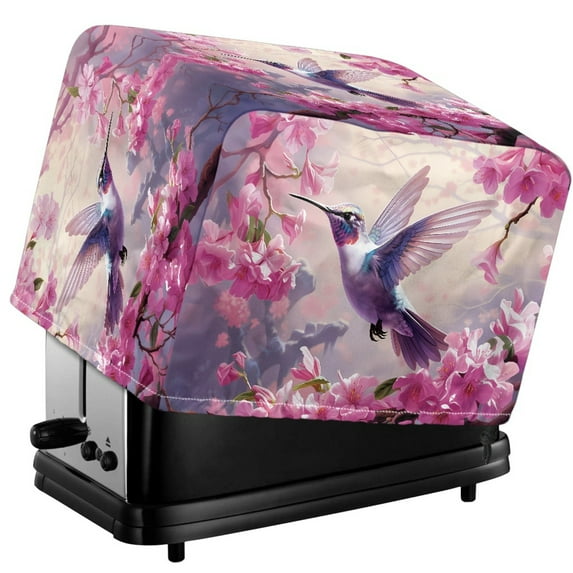 HELLHERO Hummingbird Flowers Print Toaster Cover for 2 Slice, Stain-Resistant Kitchen Small Appliance Protector, Waterproof Bread Machine Dust Cover (11.4"x7.8"x7.4")