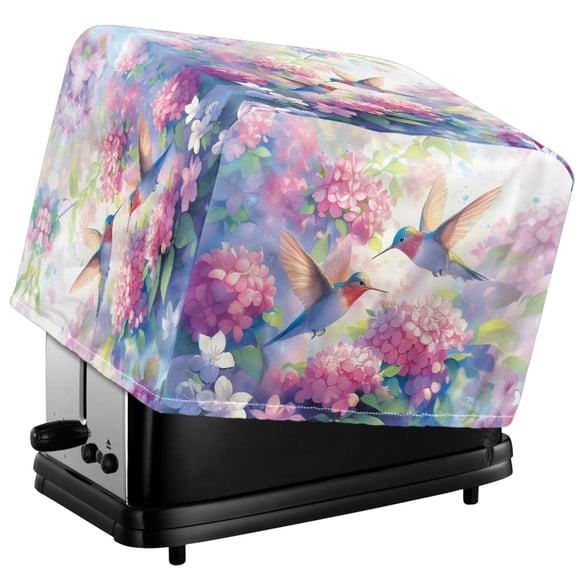 HELLHERO Hummingbird Flowers Print Toaster Cover 2 Slice, Waterproof Bread Machine Protector with Top Handle, Dustproof Kitchen Small Appliance Cover