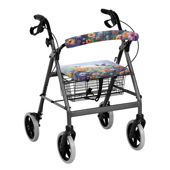 HELLHERO Hummingbird Flowers Rollator Walker Seat Covers Back Rest Covers Anti-Slip Cover for Elderly Adults Breathable Easy to Clean for Waterproof for Senior