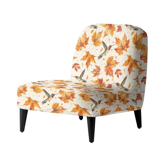 HELLHERO Hummingbird Maple leaf Accent Chair Cover, Elastic Bottom Elastic Feature Armless Chair Slipcovers for Dining Room Home