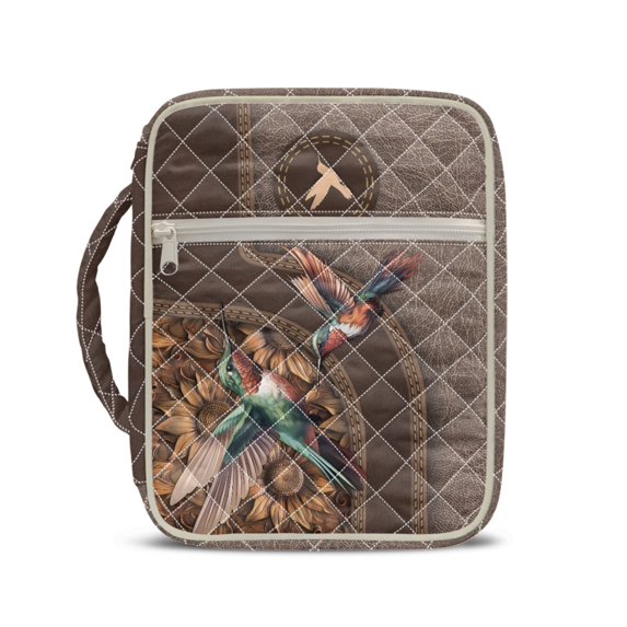 HELLHERO Hummingbird Pattern Bible Cover Case for Daily Use, Polyester Fabric Quilted Bible Cover with Soft Lightweight Quilted Bible Bag