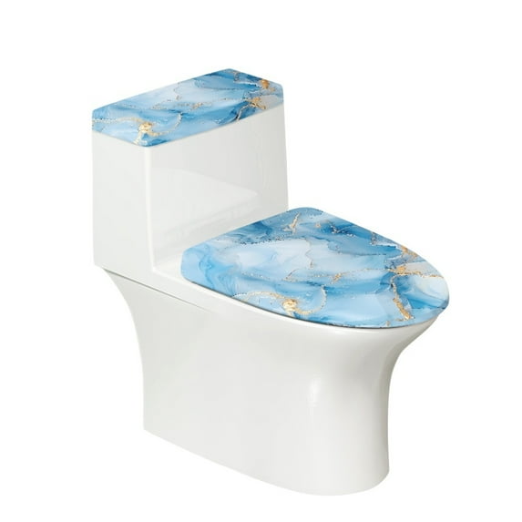 FORUDESIGNS Marble Print Toilet Lid Cover Toilet Tank Cover Replacement Toilet Protector with Elastic Edge, Machine Washable, Fit Oval Elongated Round Toilet Seat Cover