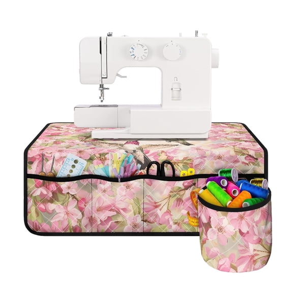 HELLHERO Hummingbird Removable Storage Bag Sewing Machine Pad Premium Fabric Scratches Proof Scratches-Proof Sewing Machine Mats for Most Sewing Machine Table