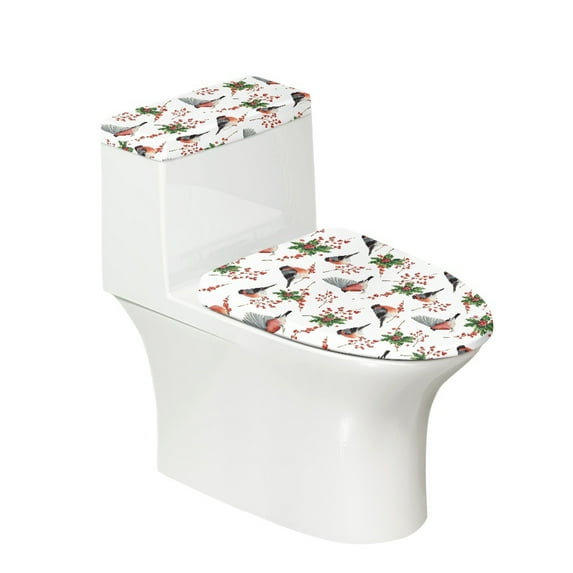 HELLHERO Hummingbird Toilet Lid Cover Set & Elastic Edge Toilet Lid Covers Set for Bathroom Home Comfort, Polyester Fabric, Dustproof