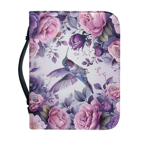 HELLHERO Hummingbird in Rose Garden Church Bible Bag for Women, Large Capacity Bible Cover with Durable for Bible Study Prayer Outdoor Study