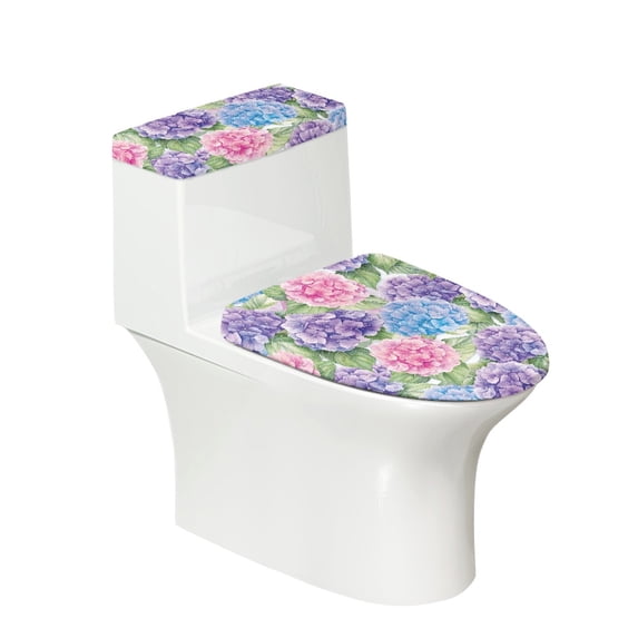 HELLHERO Hydrangea Floral Toilet Seat Covers, Washable and Reusable Easy to Install Polyester Toilet Seat Protector