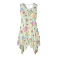 thumbnail image 1 of HELLHERO Ice Cream Floral Print Sleeveless Sundress for Party Work, Asymmetric Side Pockets Ladies Round Neck Irregular Hem Midi Dress, 1 of 8