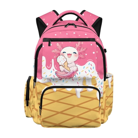 HELLHERO Ice Cream Pattern Design Breathable Backpack with Lightweight Multiple Compartments Bookbags, Large Capacity 17 Inch School Backpack for Back to School Sports