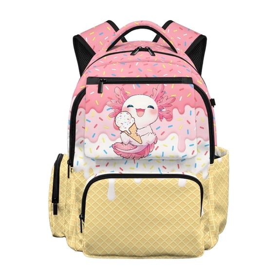 HELLHERO Ice Cream Pattern Lightweight Bookbag for School Middle School, Pockets Multi Pocket 600D Polyester Kids Backpack