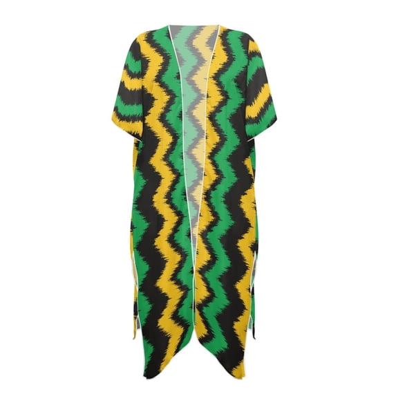 HELLHERO Ikat Chevron Print Beach Kimono - Lightweight Breathable Swimsuit Cover Up | Trendy Loose Fit for Summer Beach, Pool & Vacation