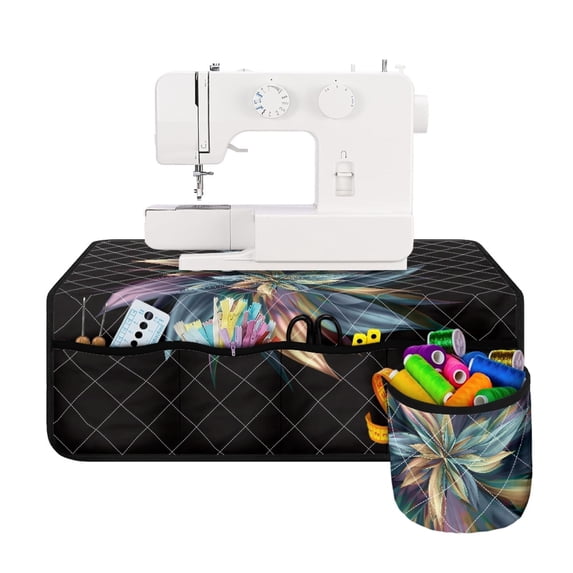 HELLHERO Iridescent Floral Art Sewing Machine Pad Organizer Waterproof Removable Storage Bag Fabric Polyester Sew Machine Pad for Most Sewing Machines