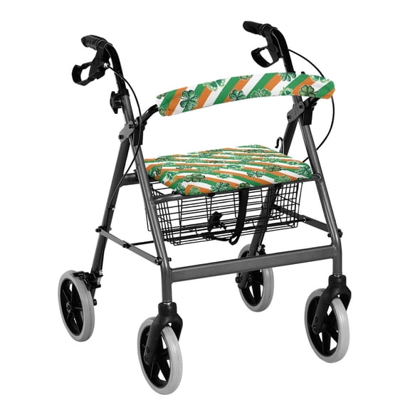 HELLHERO Irish Flag Shamrock Walker Covers Rollator Seat Back Cover & Anti-Slip Cover with Easy Installation for Unisex