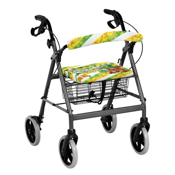 HELLHERO Irish Flag and Calf Seat and Backrest Covers Reusable for Outdoor Outdoor Park Indoor Outdoor Rollator Walker Seat Back Covers