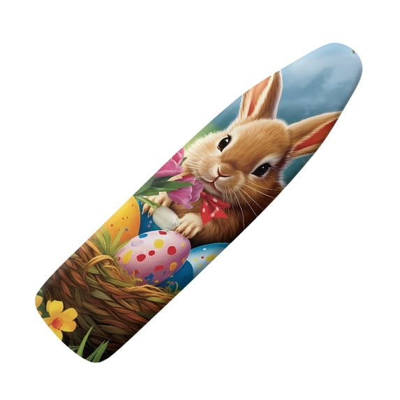 HELLHERO Iron Board Cover 3 Fasteners Easter Bunny Egg Basket Elastic Edge 15x54 Inch for Home