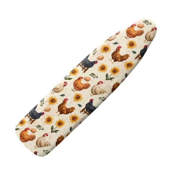 HELLHERO Iron Board Cover Rooster and Sunflower Design Hook and Loop Fastener Dust Proof Ironing Board Protector Cover for Home Ironing