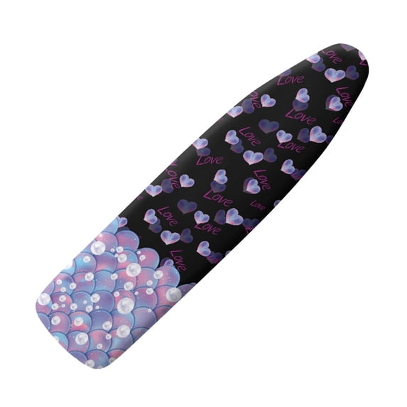 HELLHERO Iron Board Covers Easy Change 15x54 Inches Elastic Edges Protect Cover Polyester Fabric Lightweight Easy to Fold & Removable Cover Purple Hearts