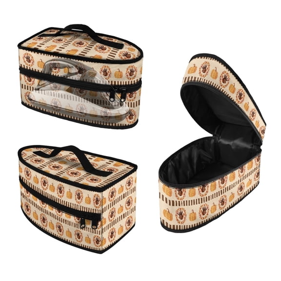 HELLHERO Iron Carrier Bag with Zipper Handle Pumpkin Turkey Pattern Compatible with Full-Size Irons and Accessories Travel Iron Storage Holder Bag, Case Only