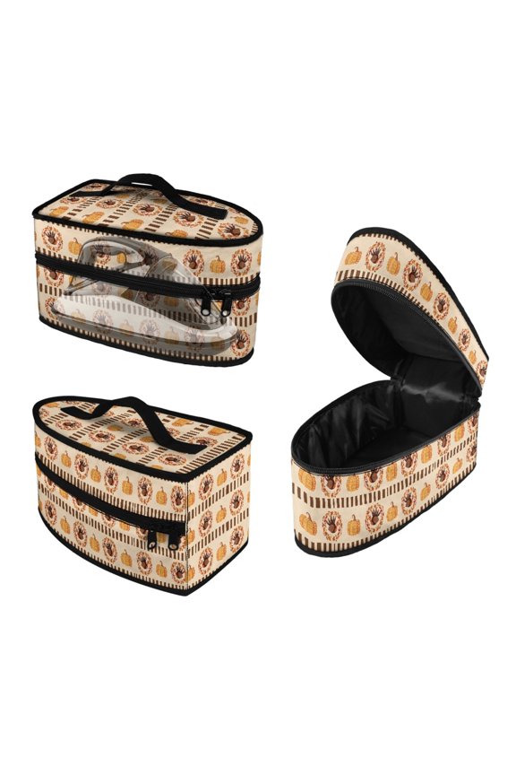 Iron Carrier Bag with Zipper Handle Pumpkin Turkey Pattern Compatible with Full-Size Irons and Accessories Travel Iron Storage Holder Bag, Case Only