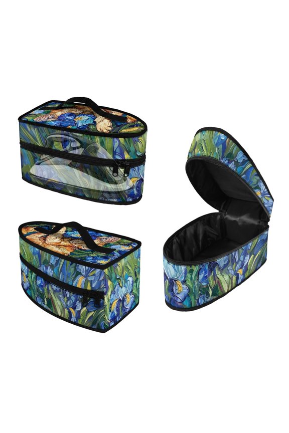 Iron Organizer for Clothing Ironing Machines Travel Steam Iron Case with Zipper Closure Cat Floral Pattern, Bag Only