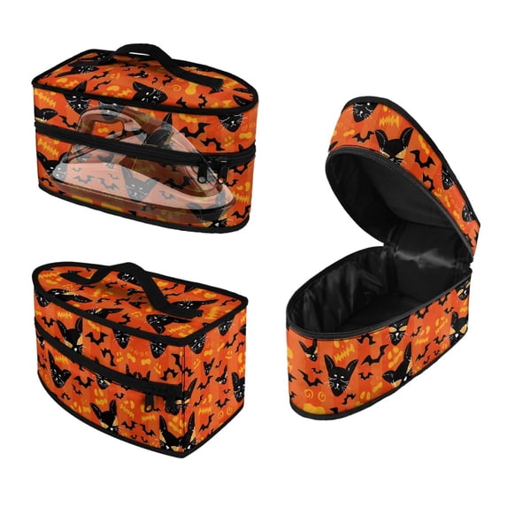 HELLHERO Iron Portable Storage Bag Protective Garment Steamer Box Travel Steamer Holder Bats and Cats Pattern Christmas, Bag Only