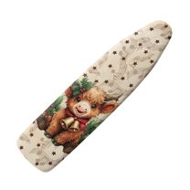 HELLHERO Ironing Board Cover 15x54 Inch Christmas Highland Cow Musical Note Iron Board Cover Steam Iron Board Cover Standard Full Size 3 Hook and Loop Fastener Strap