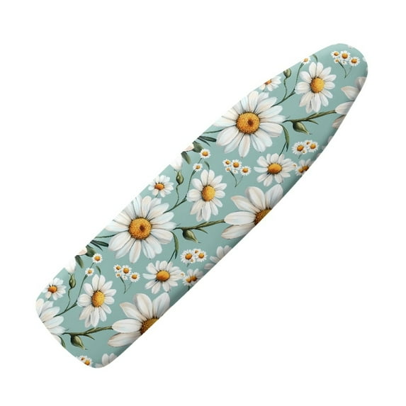 HELLHERO Ironing Board Cover 15x54 Inch, Daisies Print Stain Resistant Cover Heavy Duty Padded Iron Board Cover with Elastic Edge and Hook and Loop Fasteners