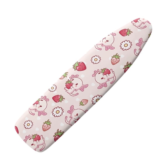 HELLHERO Ironing Board Cover 15x54 Inch, Newts Strawberries Print Stain Resistant Cover Heavy Duty Padded Iron Board Cover with Elastic Edge and Hook and Loop Fasteners