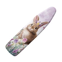 HELLHERO Ironing Board Cover, 15x54 Inch Standard Ironing Board Cover with Elastic Edge and Hook and Loop Fasteners Scorch and Stain Resistant Cotton Ironing Covers with Thick Padding, Rabbit