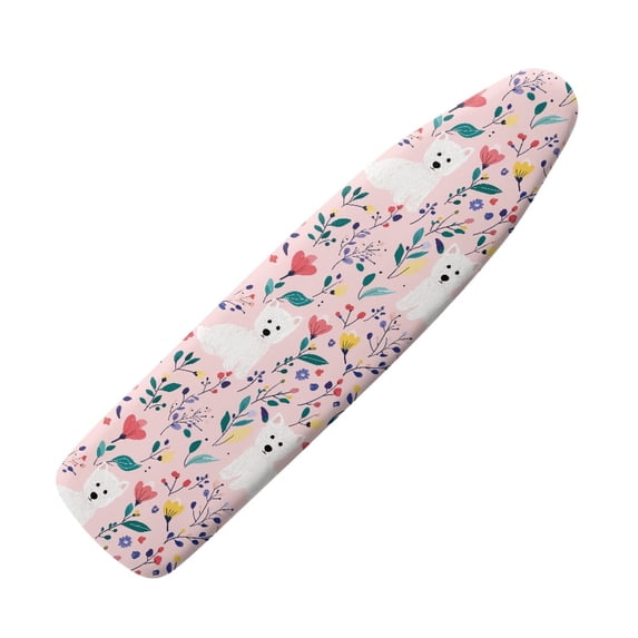 HELLHERO Ironing Board Cover 15x54 Inch with Westie Floral Pattern, 3 Fasteners Polyester Ironing Cover for Home Table Top Ironing