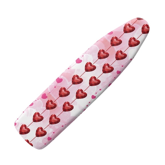 HELLHERO Ironing Board Cover Washable Replacement Easy Fit Vertical Pink Hearts Elastic Edge 15x54 Inch(No Padding)