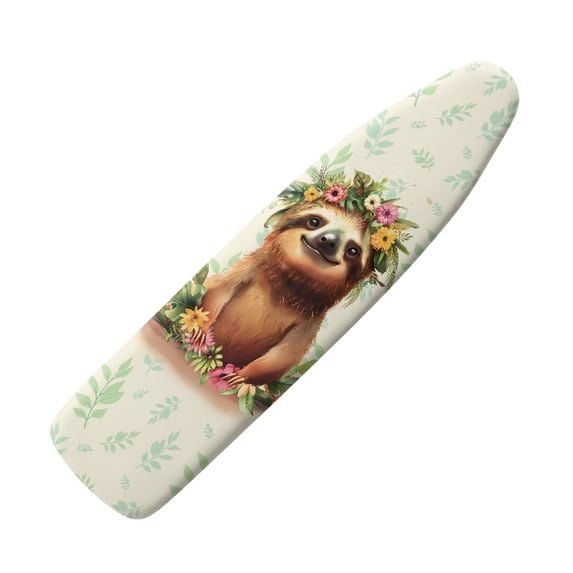 HELLHERO Ironing Board Covers Floral Sloth 3 Fasteners Soft Ironing Board Dust-Proof Cover for Table Top