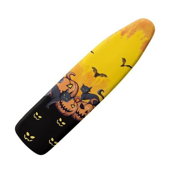 HELLHERO Ironing Board Covers Iron Pad Board Cover Elastic Edge Protective Cover 15x54 Inch Non-Fading Reusable Non Fading Cloth Cover, Pumpkin Black Cat