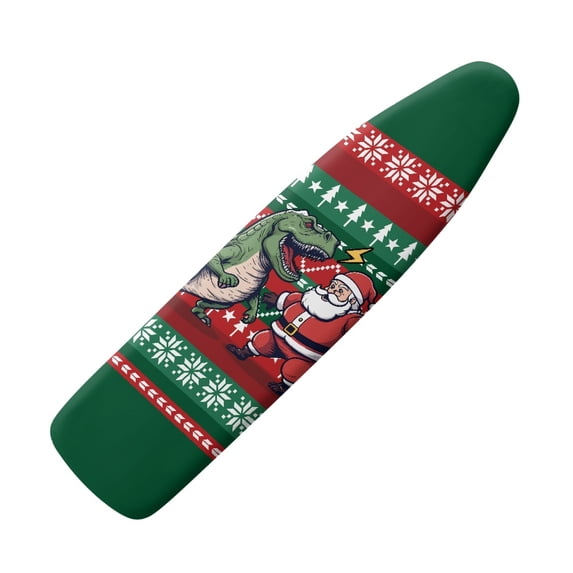 HELLHERO Ironing Board Covers Tailor Shop Ironing Board Protector Cover Fade - Proof Polyester Adjustable Straps(Father Christmas Dinosaur)