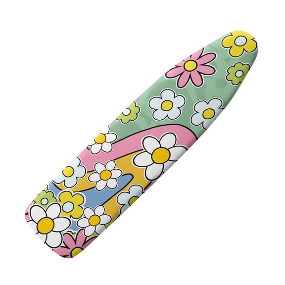 HELLHERO Ironing Board Protector Cover Elastic Edge 15"x54" Iron Board Cover Replacement Easy to Fold Durable, Pastel Floral Waves