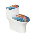 thumbnail image 1 of HELLHERO Jellyfish Stretch Elastic Bottom Toilet Lid Seat Cover Set, Polyester Fabric, Dustproof Round Toilet Lid Dust Cover, Soft, Stretch Fit, 1 of 8