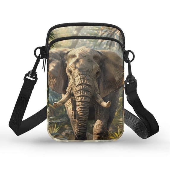 HELLHERO Jungle Elephant Women Messenger Bag Adjustable Strap Polyester Men, Women 4.33x1.97x7.09 for Casual Travel
