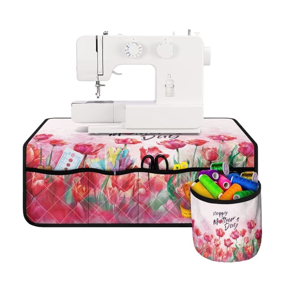 HELLHERO to Keep Clean Sewing Machine Pad Removable Storage Bag Sewing Accessories to Store Bobbins Sew Machine Pad for Xmas Gifts, Thanksgiving Fall Happy Tulip Day