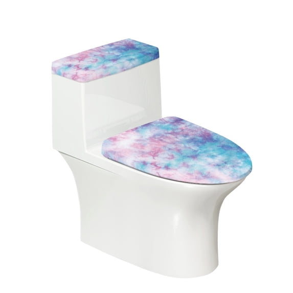HELLHERO Keep Dust Stain Bathroom Toilet Cover Set Soft Polyester Fabric, Elastic Edge, Stretch 17"x21", Tie-Dye Swirl Pattern
