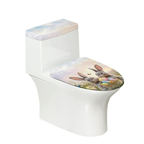 HELLHERO Keep Dust Stain Polyester Fabric Toilet Dust Cover Set Universal Durable Lid Cover Set for Toilet Stretch for Household