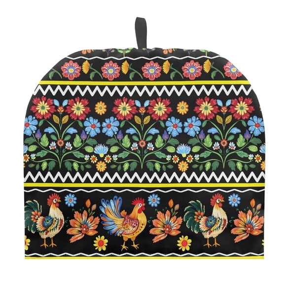 HELLHERO Keep Warm Polyester Canvas Teapot Dust Cover Rooster Embroidery Tea Cozies Covers for Tea Pots Rooster Embroidery