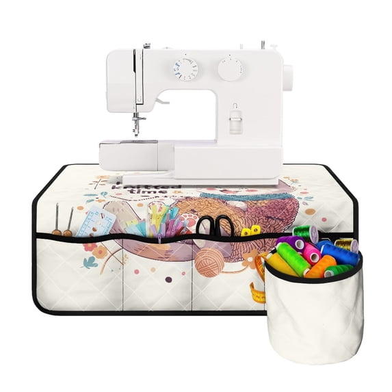 HELLHERO Knitting Cat Pattern Sewing Machine Mat Beautiful & Practical Fusion Lightweight Foldable Sewing Accessories for Woman Gifts Sewing Classes