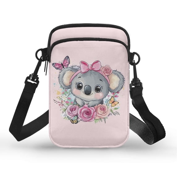 HELLHERO Koala Shoulder Purse for Unisex Double-layer Crossbody Small Crossbody Bags Polyester Double Deck