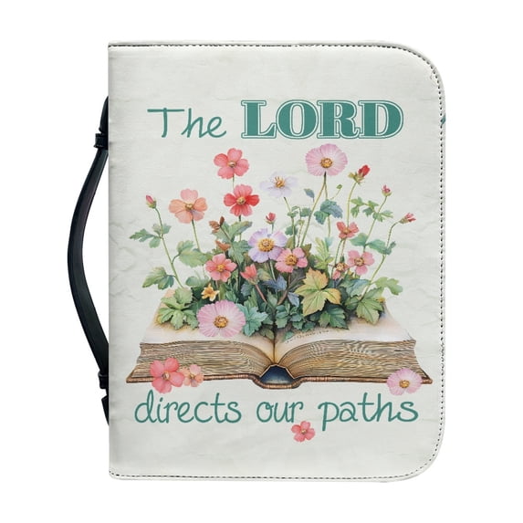 HELLHERO LORD Paths Book Flower Bible Cover for Men, Portable Bible Covers with Protective for Church Christian Prayer Outdoor Study