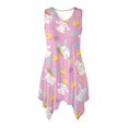 thumbnail image 1 of HELLHERO Ladies Irregular Hem Casual Dress, Rabbit Easter Egg Side Pockets Sleeveless Sundress, Pleated Round Neck Summer Sleeveless Dress for Vacation, 1 of 8