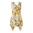 thumbnail image 1 of HELLHERO Ladies Irregular Hem Casual Dress, Yellow White Floral Asymmetric Sleeveless Sundress, with Side Pockets Midi Dress for Pool Party and Vacation, 1 of 8