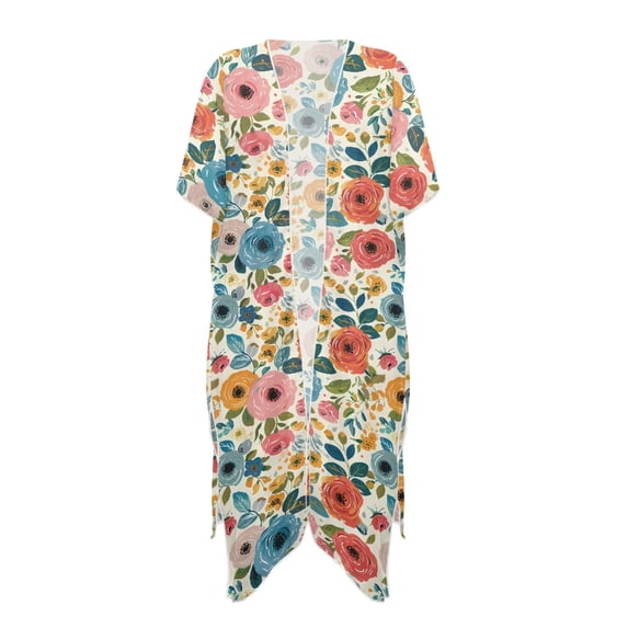 HELLHERO Ladybug Rose Pattern Swimwear Coverup Quick Dry Polyester Kimono Swim Coverup