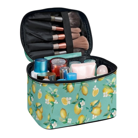 HELLHERO Large Capacity Large Cosmetic Bag Portable Travel Cosmetic Bags Purse Lemon Pattern