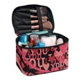 thumbnail image 1 of HELLHERO Large Capacity Makeup Bag Large Cosmetic Bag 8.86 x 6.5 x 5.9 Inches Storage Pockets Red Heart Pattern, 1 of 6